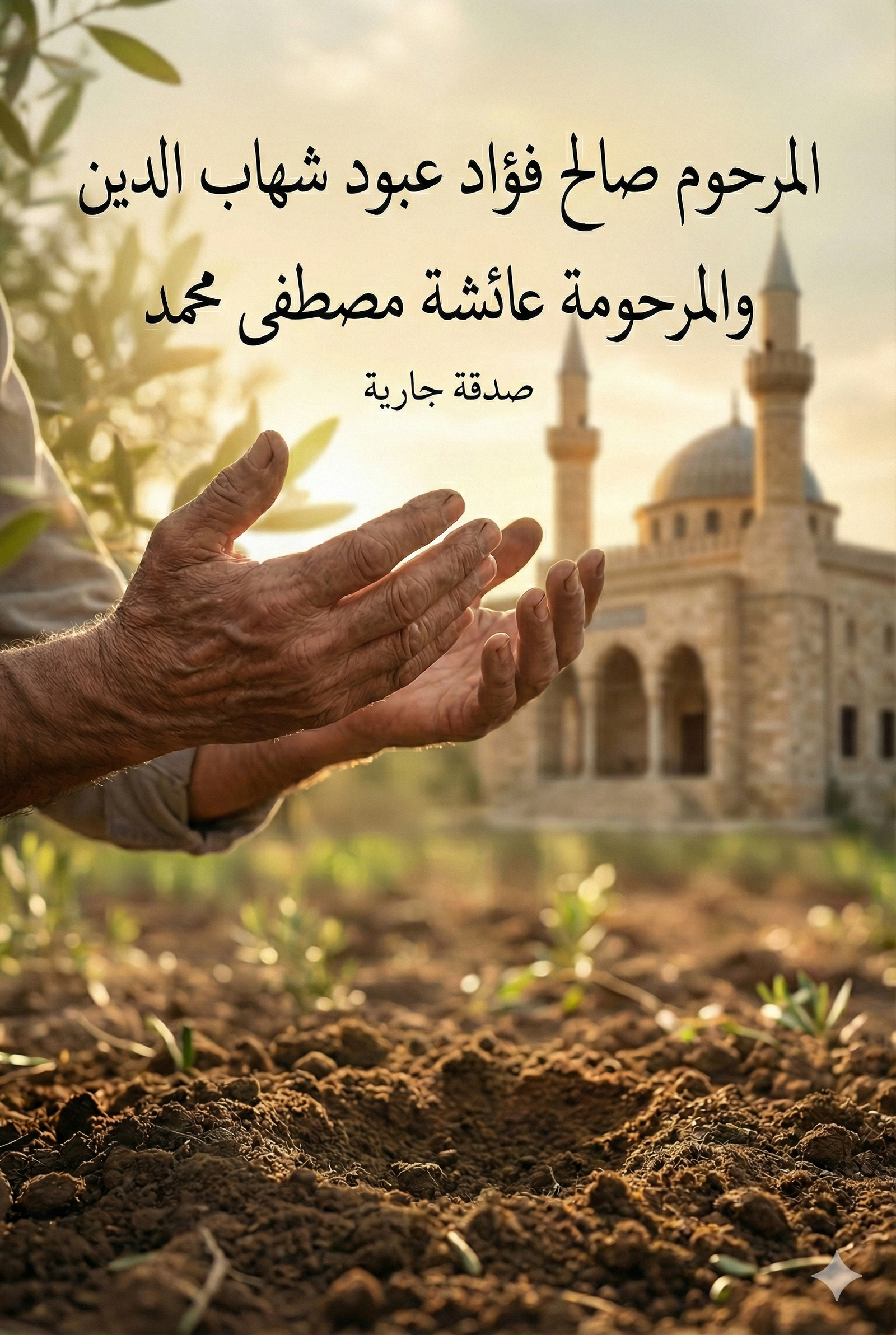 صدقة جارية عن المرحوم بإذن الله المرحوم صالح فواد عبود شهاب الدين والمرحومة عائشة مصطفى محمد رحمهم الله